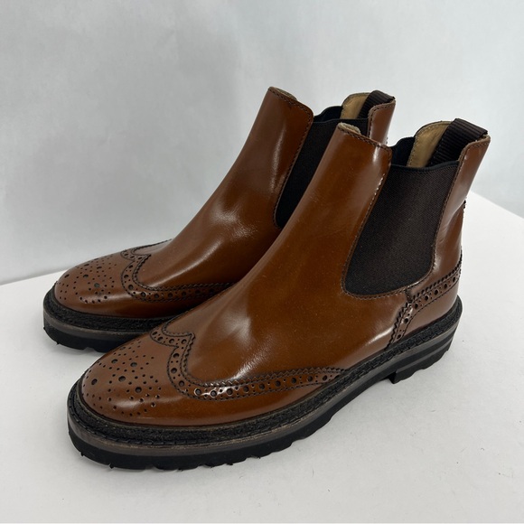 lo.white Classic Brown Brogue Chelsea Boots main image 11